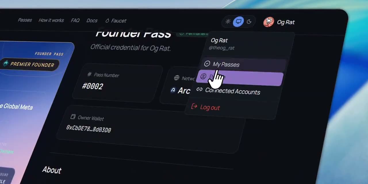 Arc Pass — Proof-based founder and builder identity