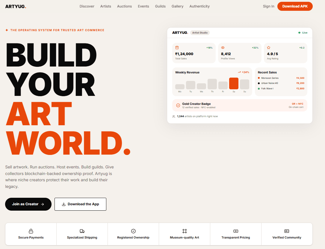 Artyug — NFC-verified art marketplace