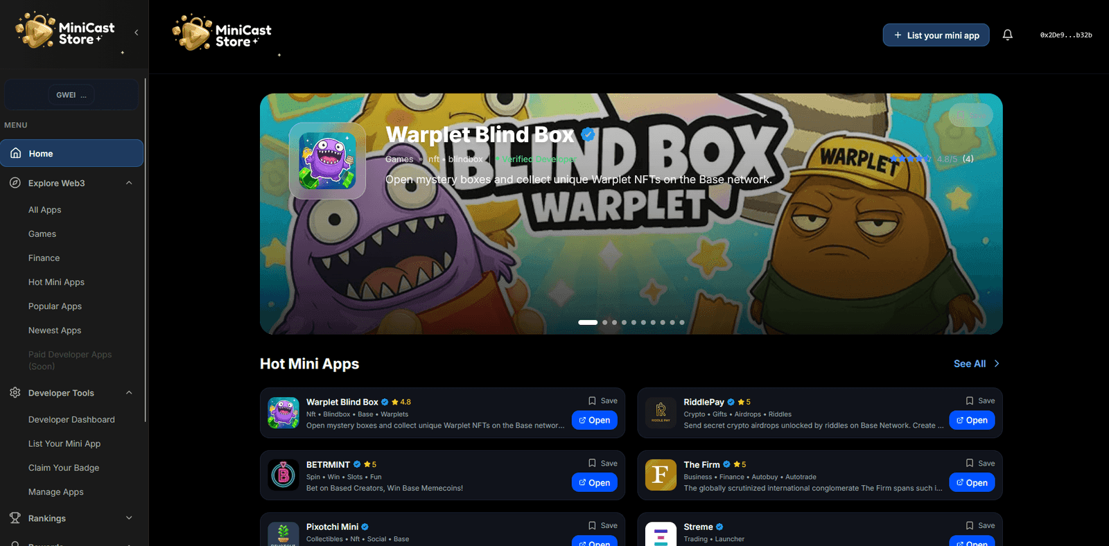 Mini Cast Store — Mini-App Marketplace
